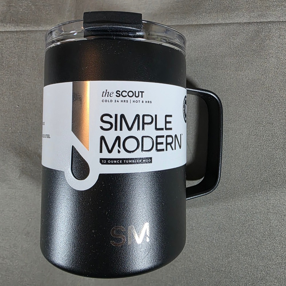 Simple Modern Scout 12oz Tumbler Mug Midnight Black Stainless Steel Insulated